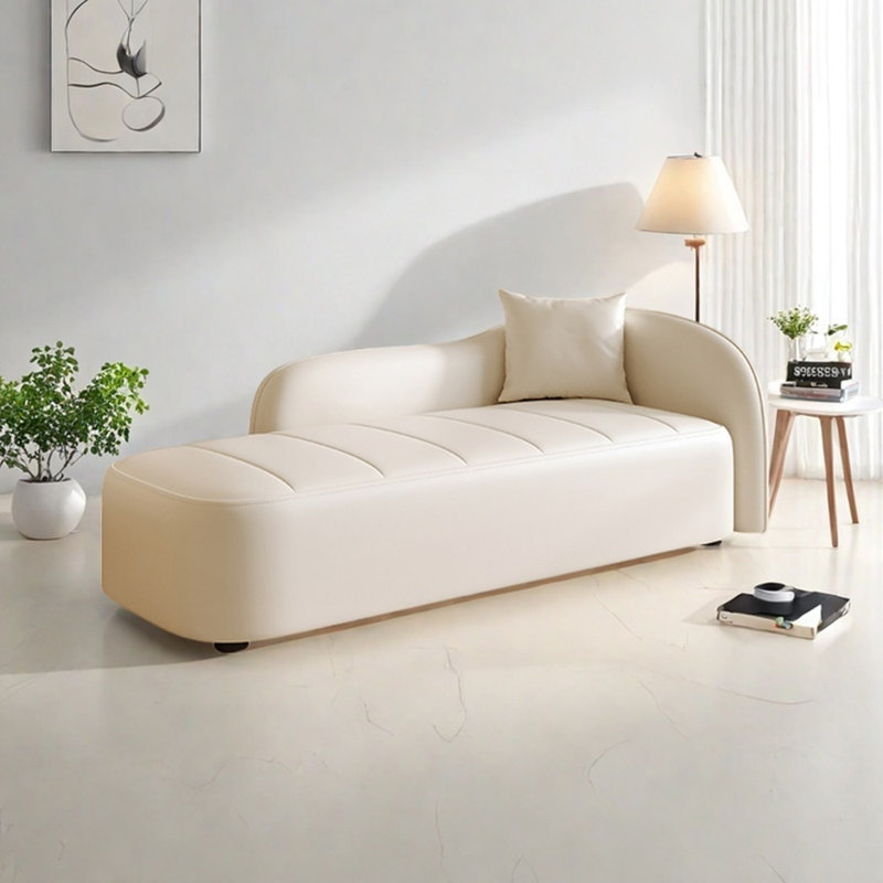 Méridienne légère en similicuir en forme d'arc, Orienté à droite, Beige