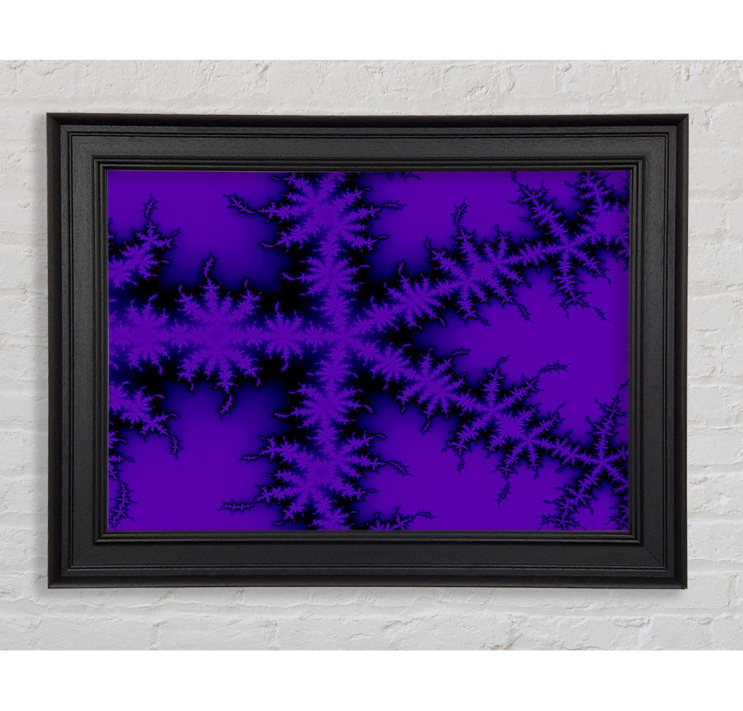 Gerahmtes Leinwandbild Internal Snow Flake Black On Purple