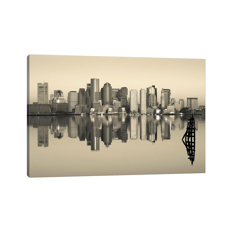 Reflection of Buildings in Water, Boston, Massachusetts, USA 1 Piece Wall Art on Canvas, 101.6 cm H x 66.04 cm W x 3.175 cm D