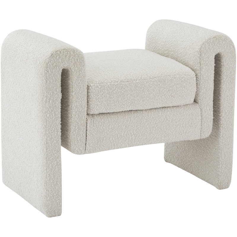 Hobel Boucle Upholstered Bench, Cream Boucle Fabric