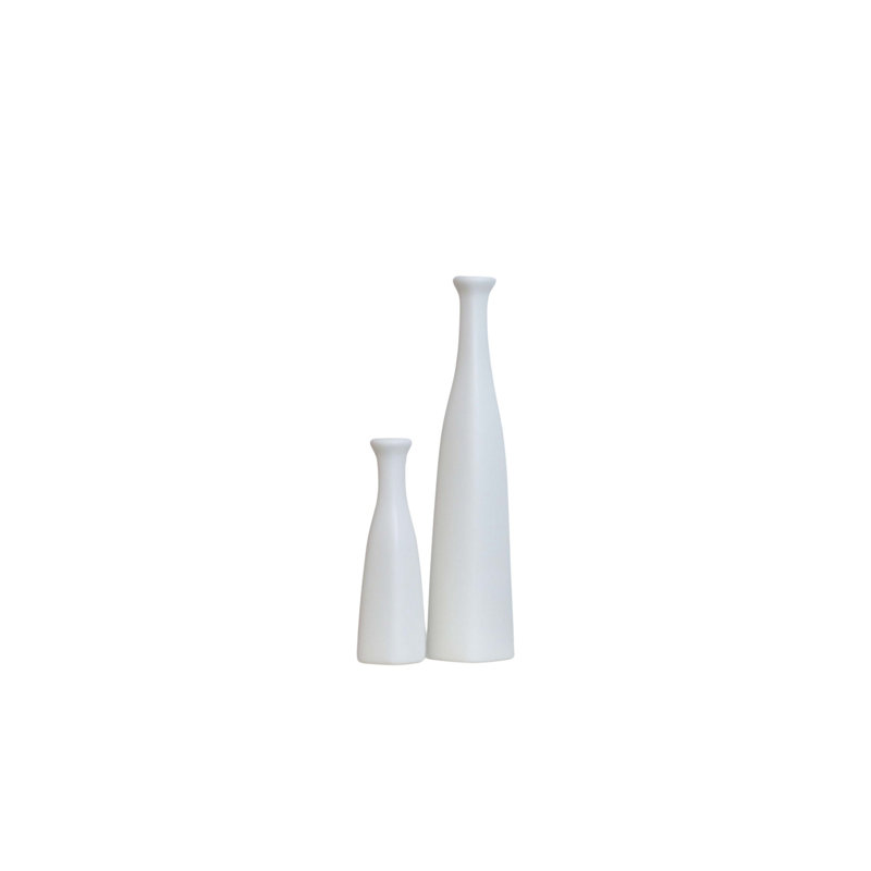 Elegant Ceramic Vase Set (2 Pieces), White, 2.4 x 2.4 x 9.8 inches & 3.1 x 3.1 x 16.5 inches | 100% High-Quality Ceramic | Perfect for Home Decor, Centerpieces & Floral Arrangements, Stylish and Durable Design