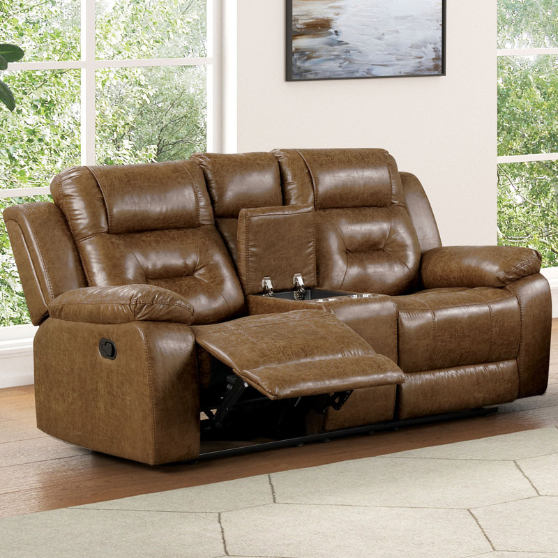 70.4" W Transitional Loveseat, Manual Recline, Brown