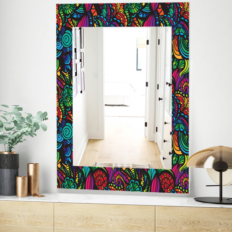 Miroir décoratif mural, miroir décoratif moderne, H 24 po x l 32 po, Motif cachemire