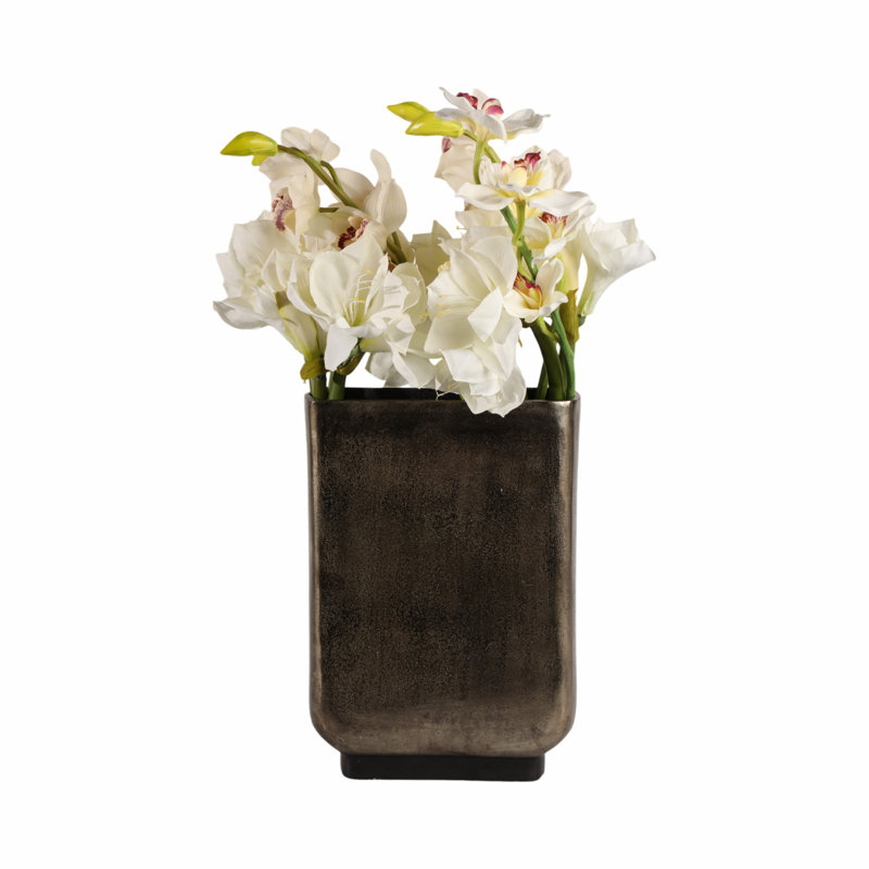 Parsa Metal Vase, Bronze, 16" H x 11" W x 11" D