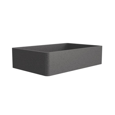 19.68'' Concrete Vessel Rectangular Modern Dark Gray With Patterns Bathroom Sink