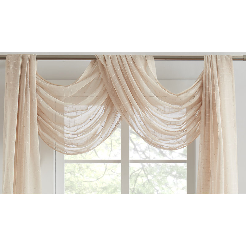 Écharpe de luxe à rayures à pois pour le salon, la cuisine ou la chambre à coucher, Beige, L 54 po x L 216 po
