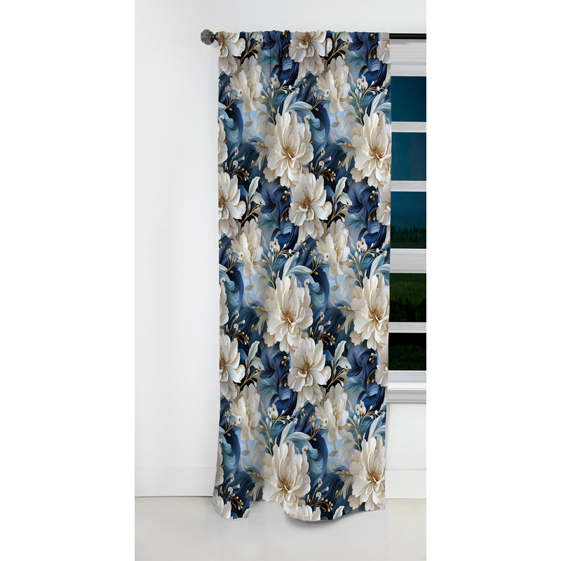 Ethereal Blue And White Damask Dreams I - Damask Curtain - Blackout Curtain - 1 Panels, 52" W x 90" L