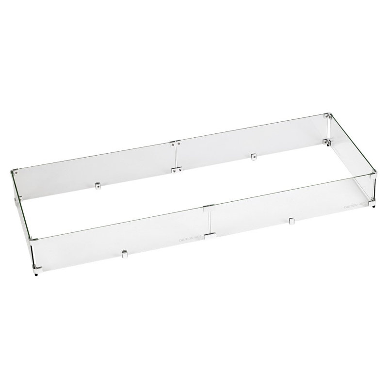 Rectangle Glass Fire Pit Accessory, 6" H x 53.5" W x 19.5" D