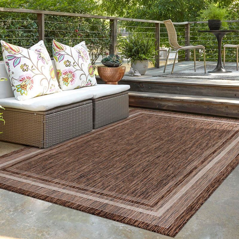 Tapis intérieur / extérieur brun / sable Rengin, Brown, Rectangle 3'1" x 5'3"