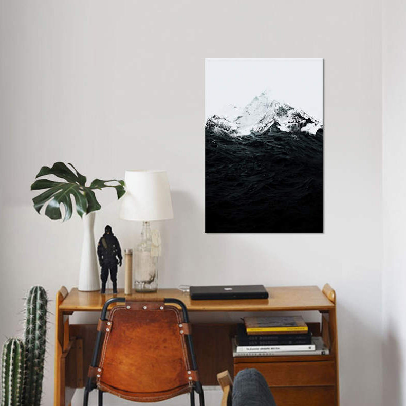 Reproduction sur toile tendue de ces vagues par Were Like Robert Mountains, H 26 po x l 18 po x P 1,5 po, Toile tendue