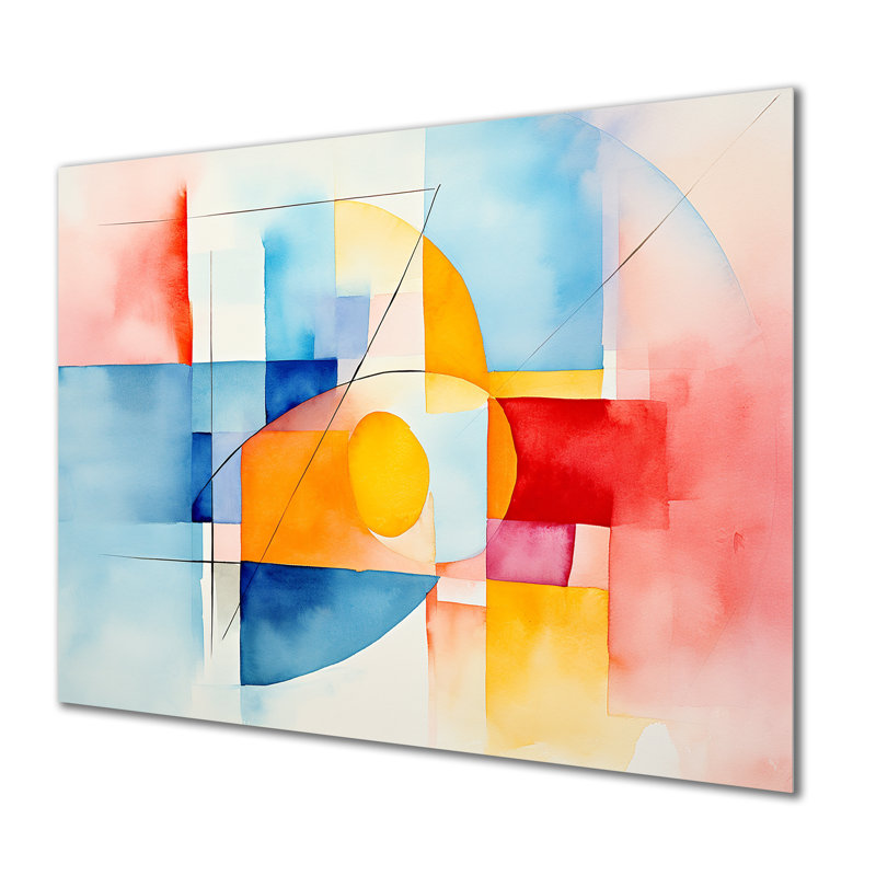 Mid-Century Pastel Color Collages I - Art mural géométrique en métal MT137608, H 24 po x l 32 po x P 1 po