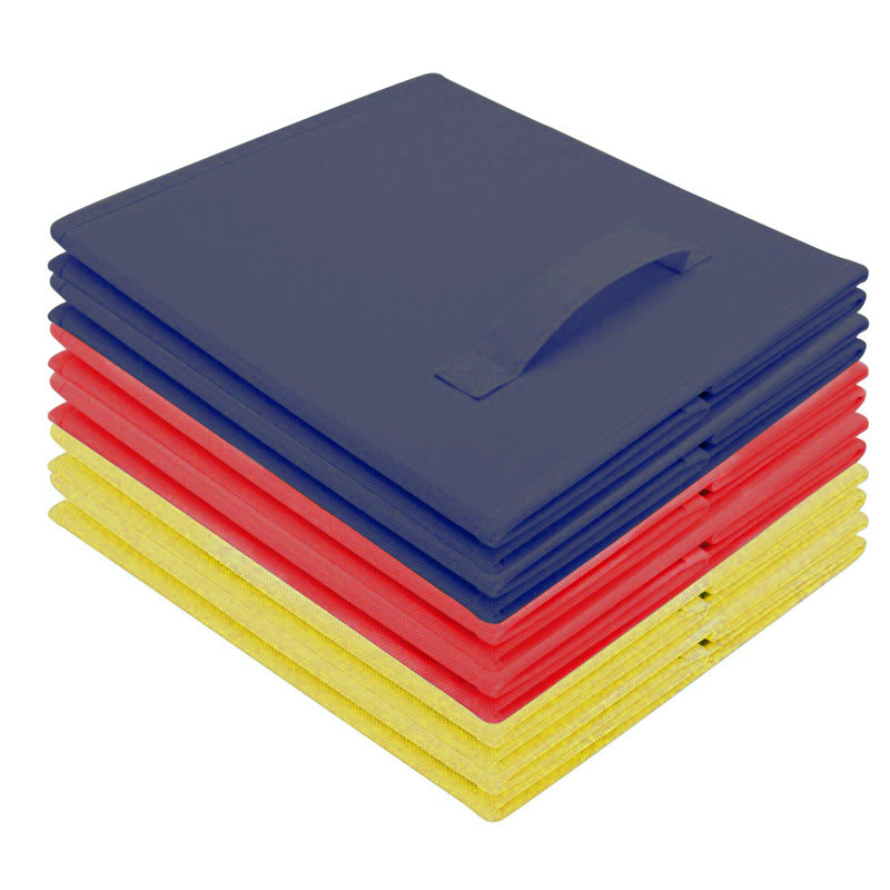 Latitude Run® Fabric Decorative Bin, Yellow/Red/Navy