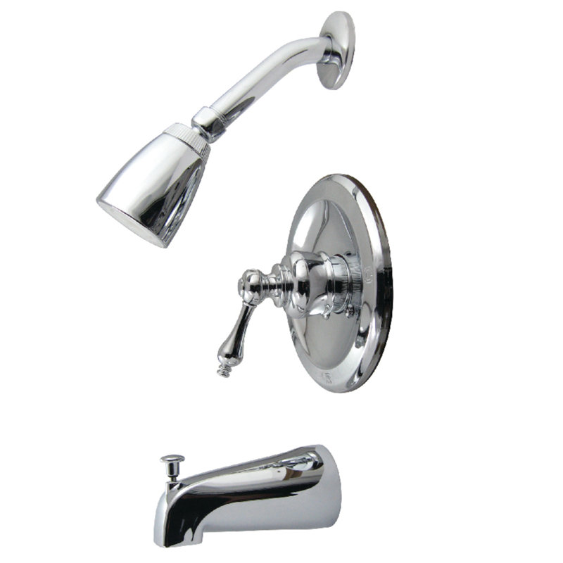 Robinet de baignoire et douche avec soupape et garniture grossières, Chrome poli