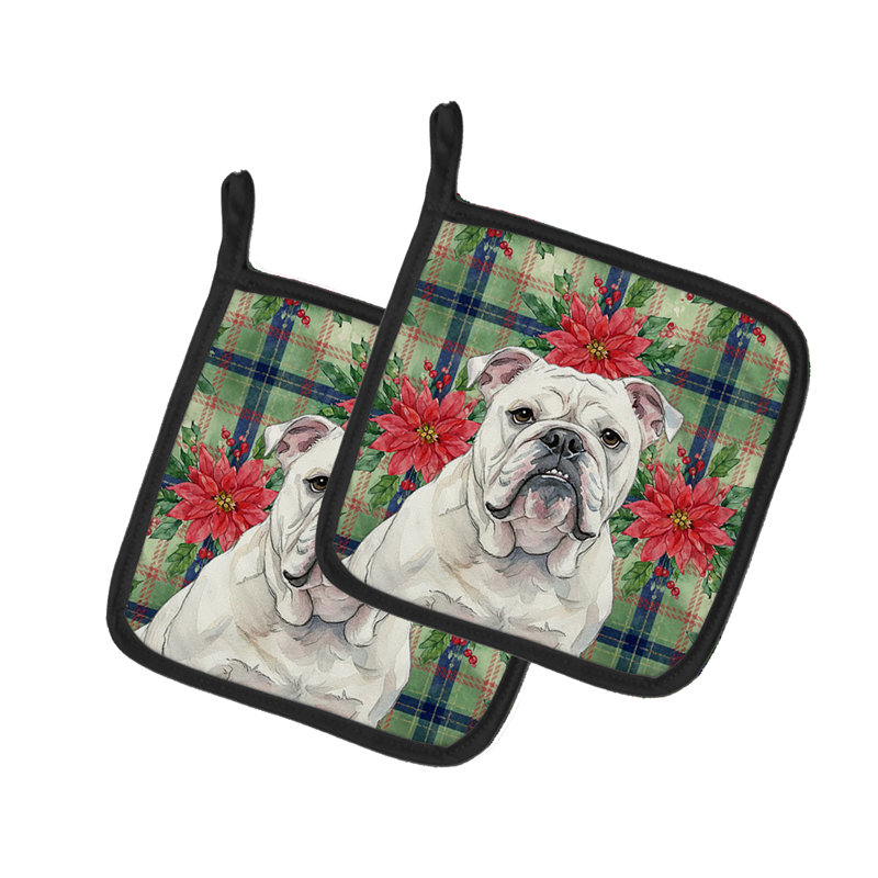 Paire de porte-casseroles en forme de bouledogue anglais blanc
