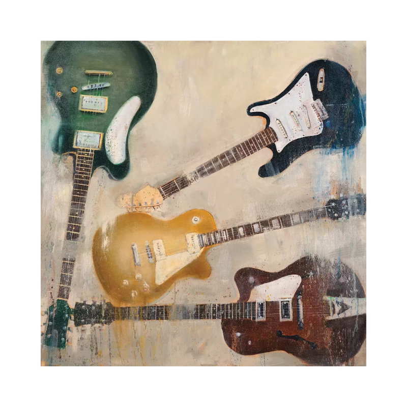 Guitars II by Joseph Cates - Wrapped Canvas Painting, 30.48 cm H x 30.48 cm W