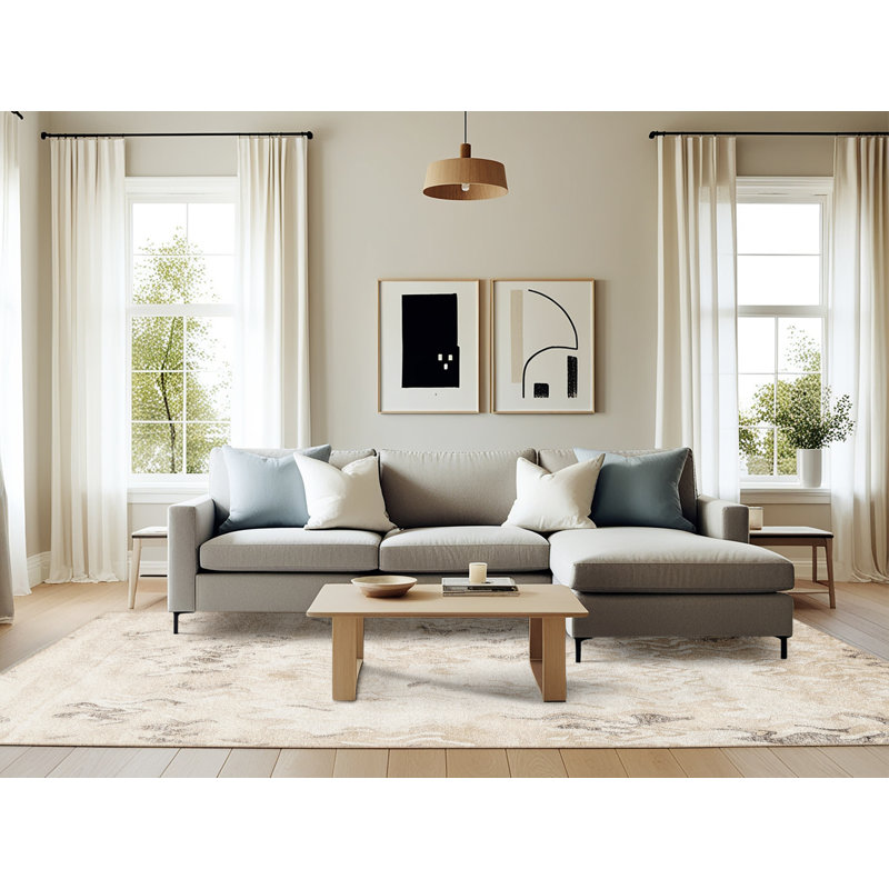 Tapis abstrait gris / beige, Rectangle 6 pi x 9 pi