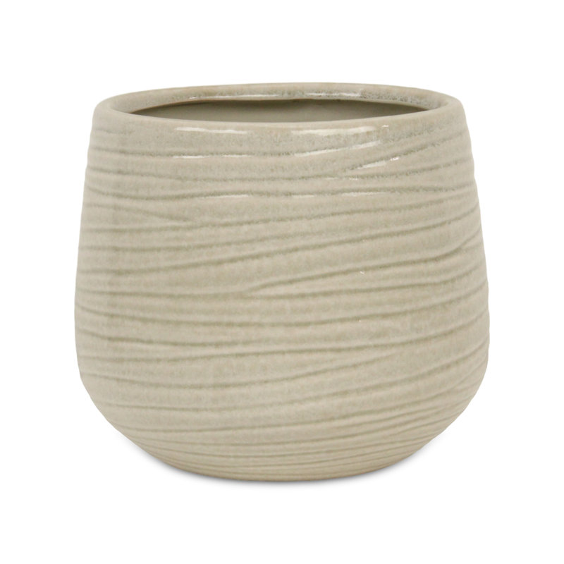 Grazielli Handmade Ceramic Pot Planter, 7.75" H x 7.5" W x 7.5" D, White