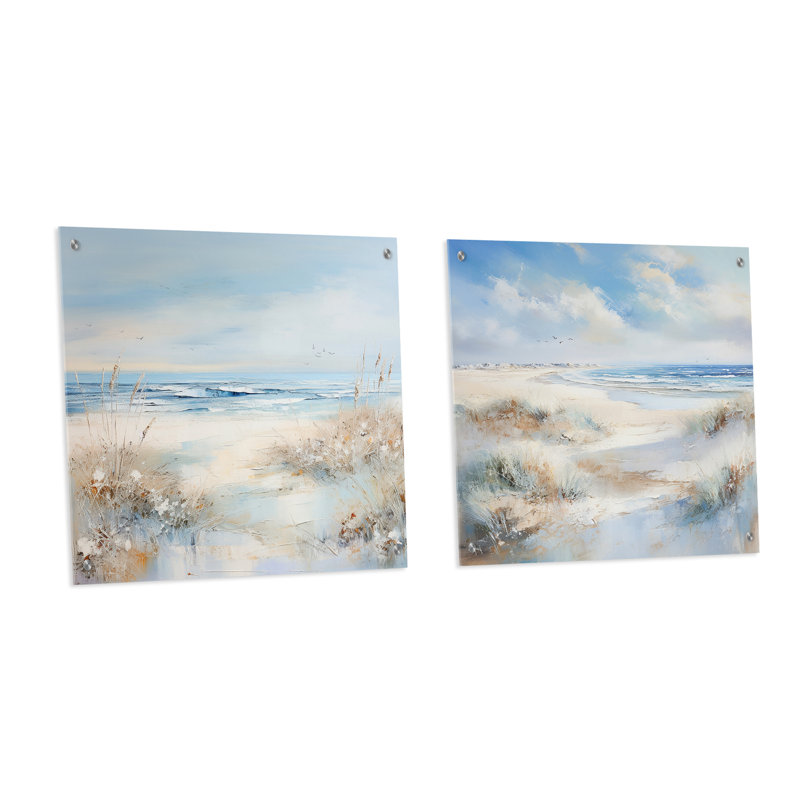 «Coastal Ocean Charm In Winter» - ensemble de 2 verres muraux en acrylique Coastal Ocean, H 30 po x l 61 po