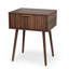 Table de chevet 18,9 po en noyer, panneau de particules et panneau de fibres à densité moyenne, mélamine et fabrication sous vide, 1 tiroir, pieds hauts (2 pièces)-1460685373