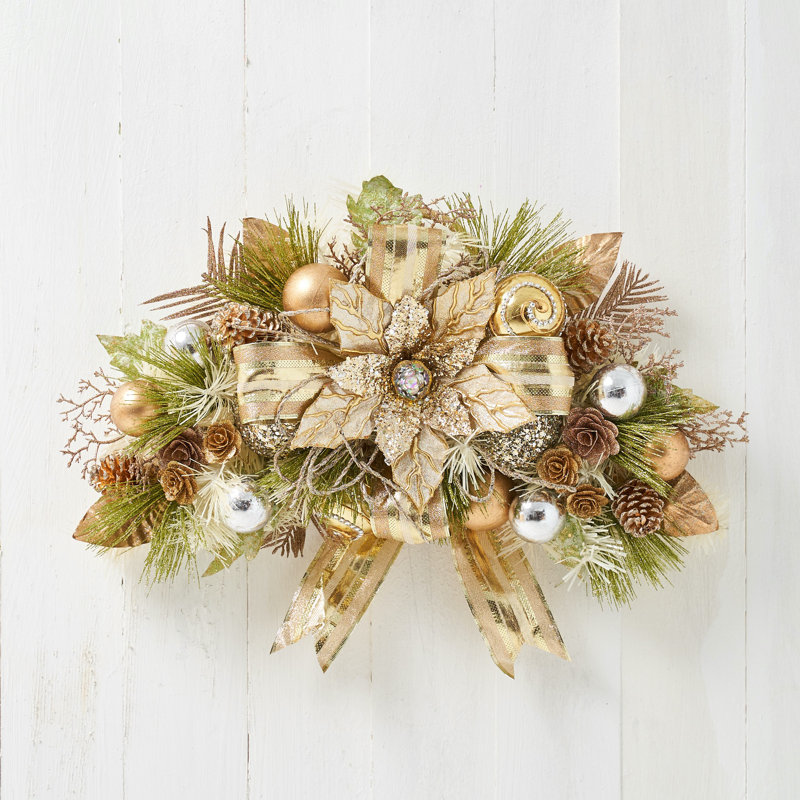 Faux Poinsettia Swag