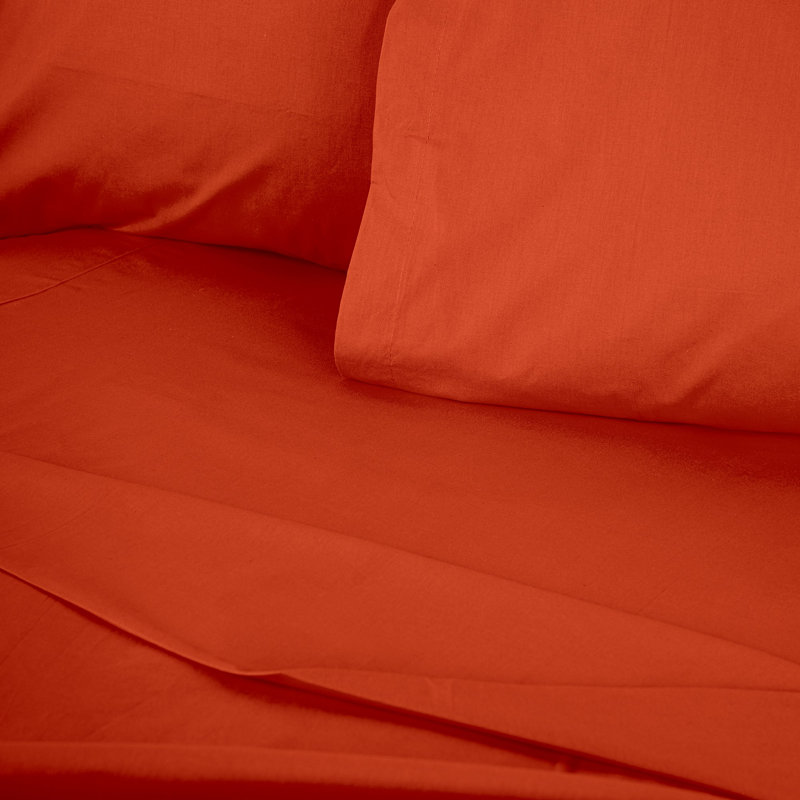 Premium Tile Red Ranforce Single Fitted Sheet, 39 x 79 + 11.8 Deep Pocket | 100% Cotton, 145 Thread Count | Soft, Durable, Machine Washable for Comfortable Sleep | Ideal for Bedroom & Guest Room