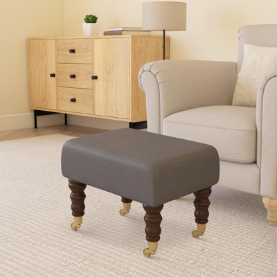 Acierno Natural Wood Caster Leg - Faux Leather