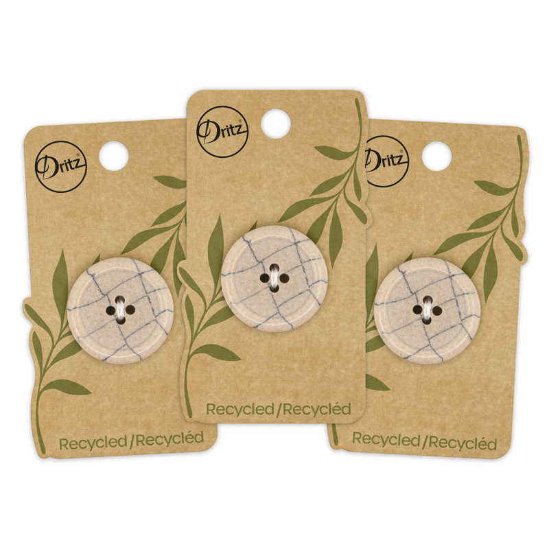 Dritz Recycled Polyester Round Button, 28mm, Beige-Camel, 3 Buttons