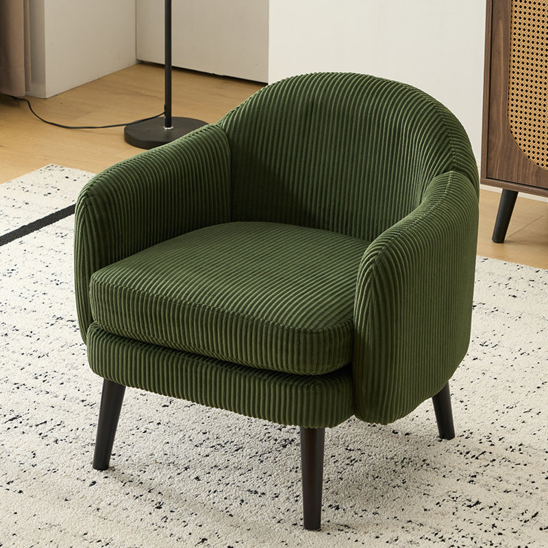 Living Room Corduroy Armchair, Green Corduroy