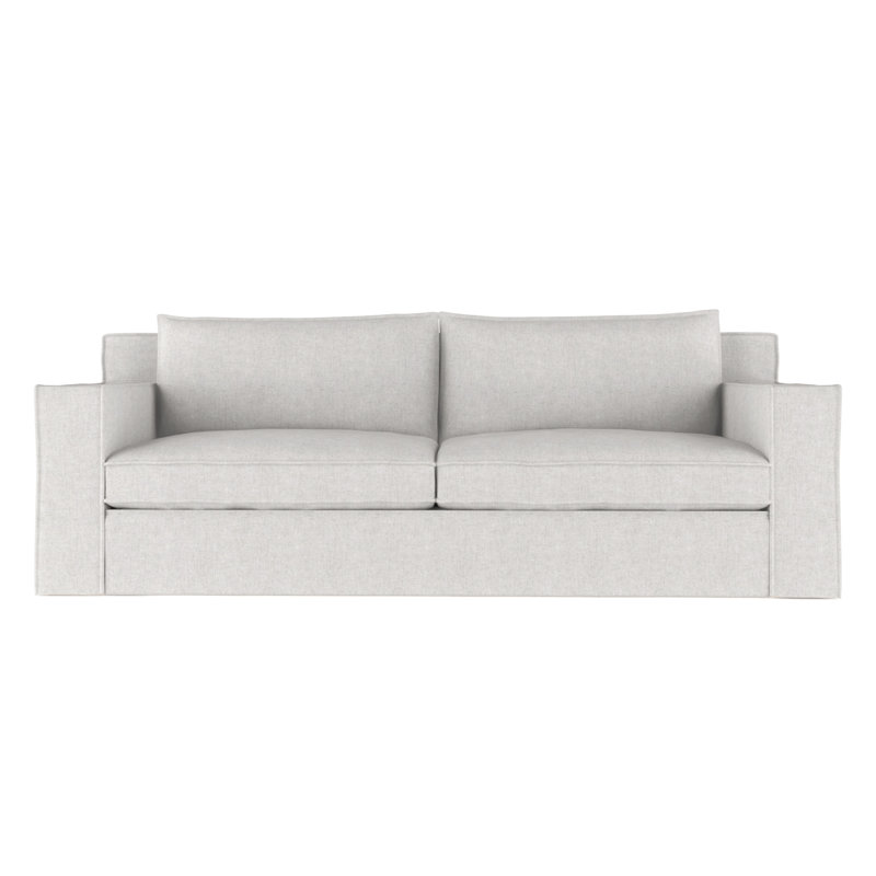 Mulberry Square Track-Arm Sofa with Flange Seam, Box Weave Linen Silver Streak, 33" H x 108" W x 45" D, Weathered