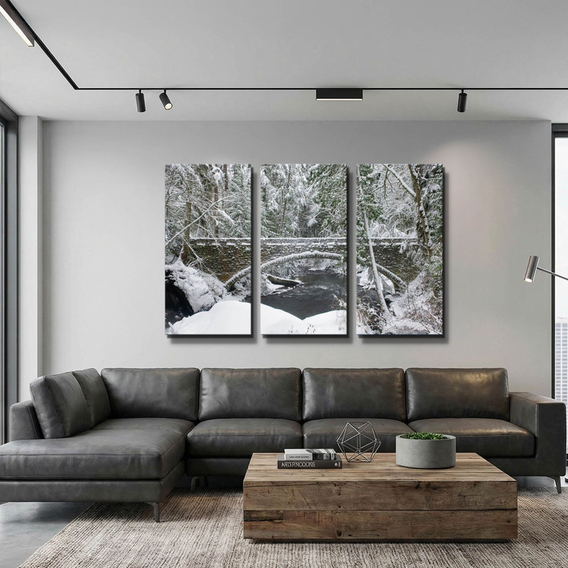 « Pont de Whatcom Creek » par Alan Majchrowicz, triptyque mural, 152 x 102 cm, 60 po x 40 po