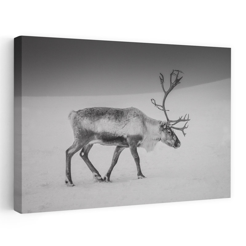 «Majestic Winter Reindeer Abstract Contemporary Landscape Nature», reproduction d'art murale, 16" H x 24" W