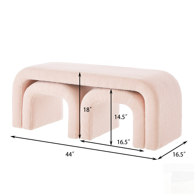 Tabourets de banc modernes en U en forme de U pour le hall d'entrée, la chambre à coucher et le salon, Rose