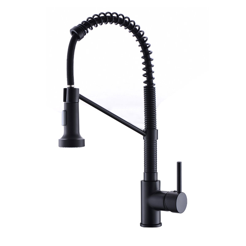 Robinet de cuisine à poignée simple Pull Downt Touch, Noir