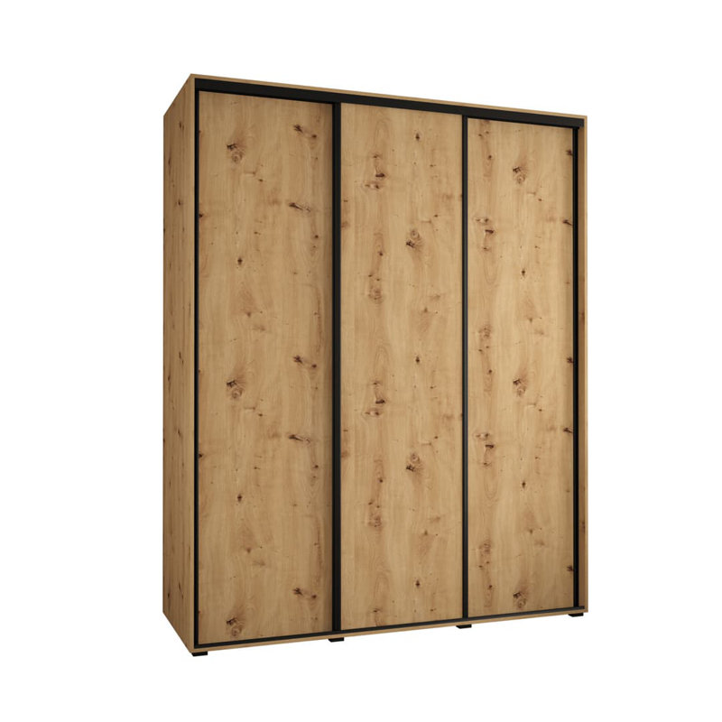 Aylamae 3 Door Manufactured Wood Wardrobe, Oak Artisan