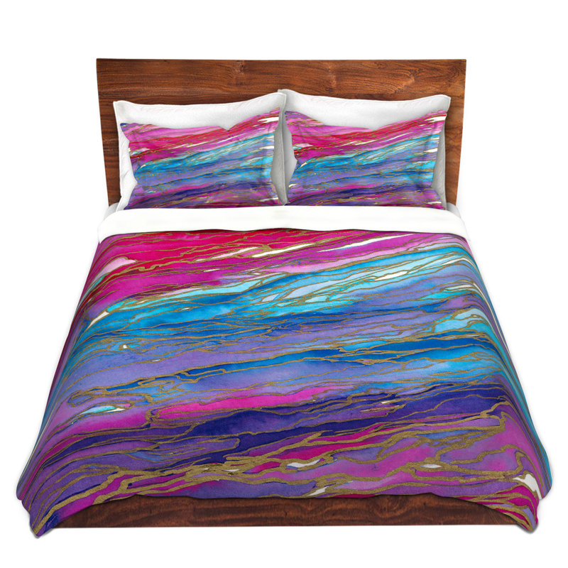Ensemble de housse de couette en microfibre DiaNoche par Julia Di Sano - Agate Magic Aqua Red