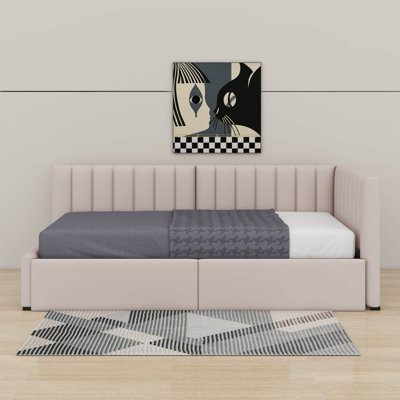 Twin Size Upholstered Daybed With 2 Drawers