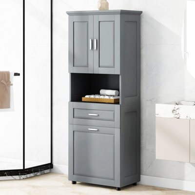 Tall Bathroom Cabinet With Laundry Basket
