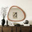 Miroir 45 po avec cadre en bois massif, forme asymétrique, miroir pour chambre à coucher, salon, salle de bain, couloir, entrée
