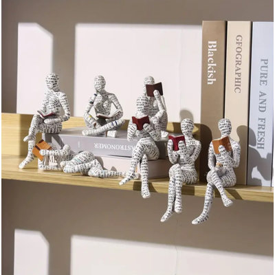 Harikishan Reading Sculpture Study Den Office Decor Teacher Gift Book Lover Figures - Criss Cross