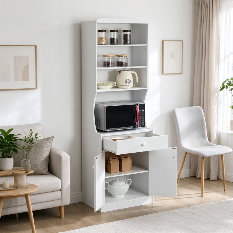 Armoire polyvalente pour micro-ondes avec portes à tiroir et rangement pour la cuisine