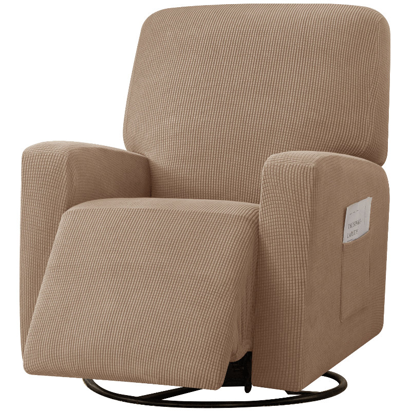 Housse pour fauteuil inclinable à coussins carrés/rectangulaires, Mélange de polyester brun clair