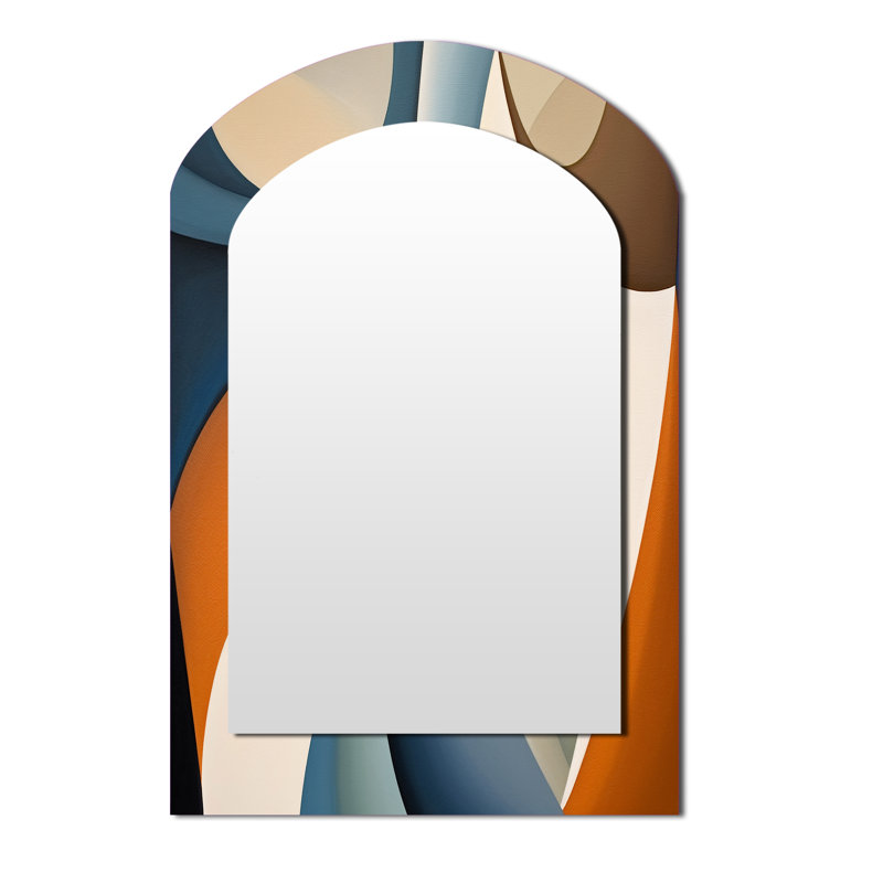 Miroir mural bleu et orange symétrique, 43 po x 33 po