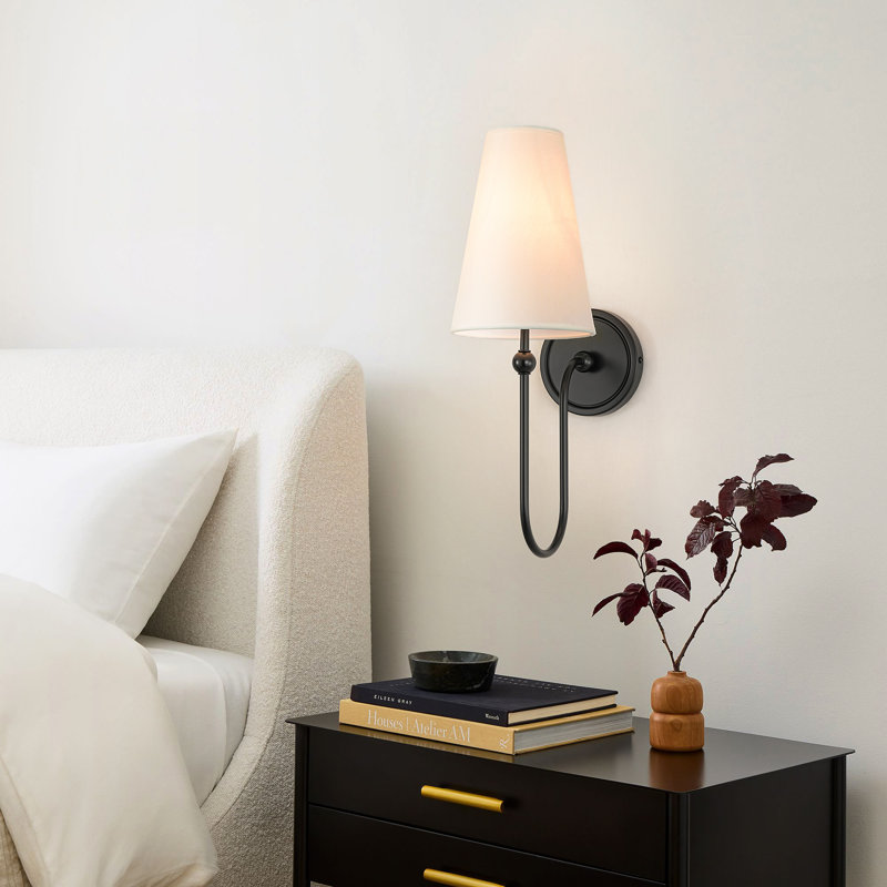 Lumi 1-Light U-Shaped Gooseneck  Armed Wall Sconce for Bedroom, Matte Black