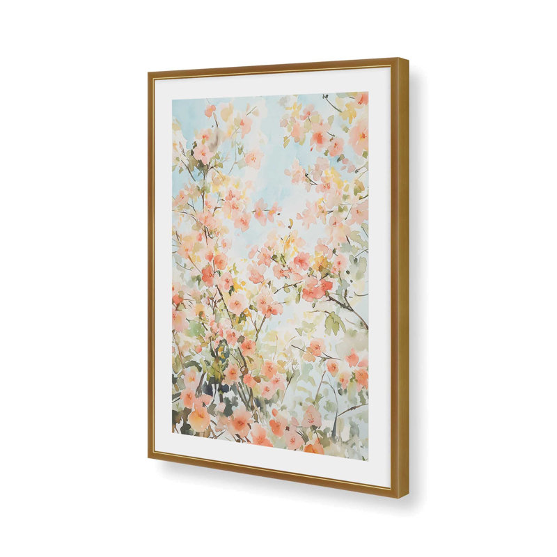 Blossoms in Spring Light I Framed Print, Polished Gold, 21.25" H x 17.25" W