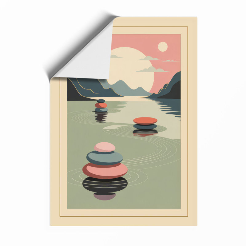 Mountains Beyond Still Waters Minimalist - Print, Unframed, A2 - 59.4 x 42.0 cm