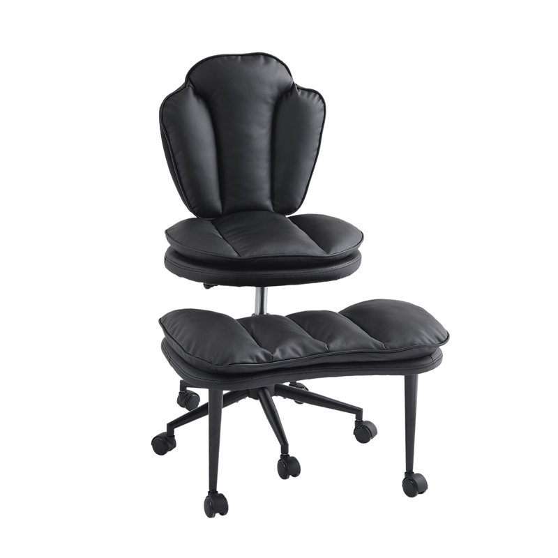 Cloud-style Cross-leg Swivel Chair With Adjustable Height Yoga Kneeling Chair With Lumbar Support For Office, Black