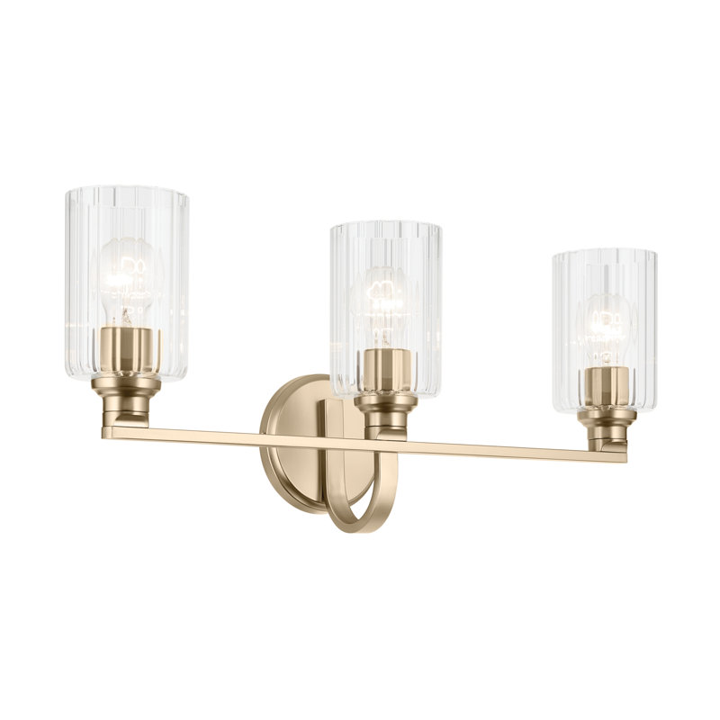 Éclairage pour salle de bain 3 lumières 24,25 po avec verre, Bronze, Clair