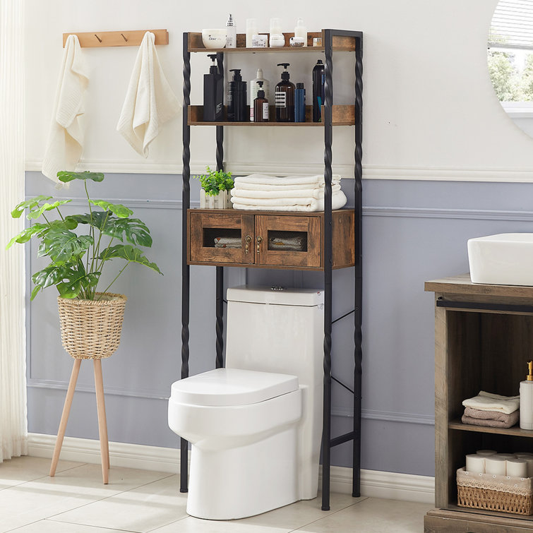 17 Stories Xiamara Rustic Brown 3 Shelf Bathroom Space Saver Over The Toilet  Storage Cabinet Freestanding Rack & Reviews