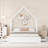 Queen Size Platform Bed House Style Solid Wood Construction Clean White with Guardrail and Two Underbed Storage Drawers