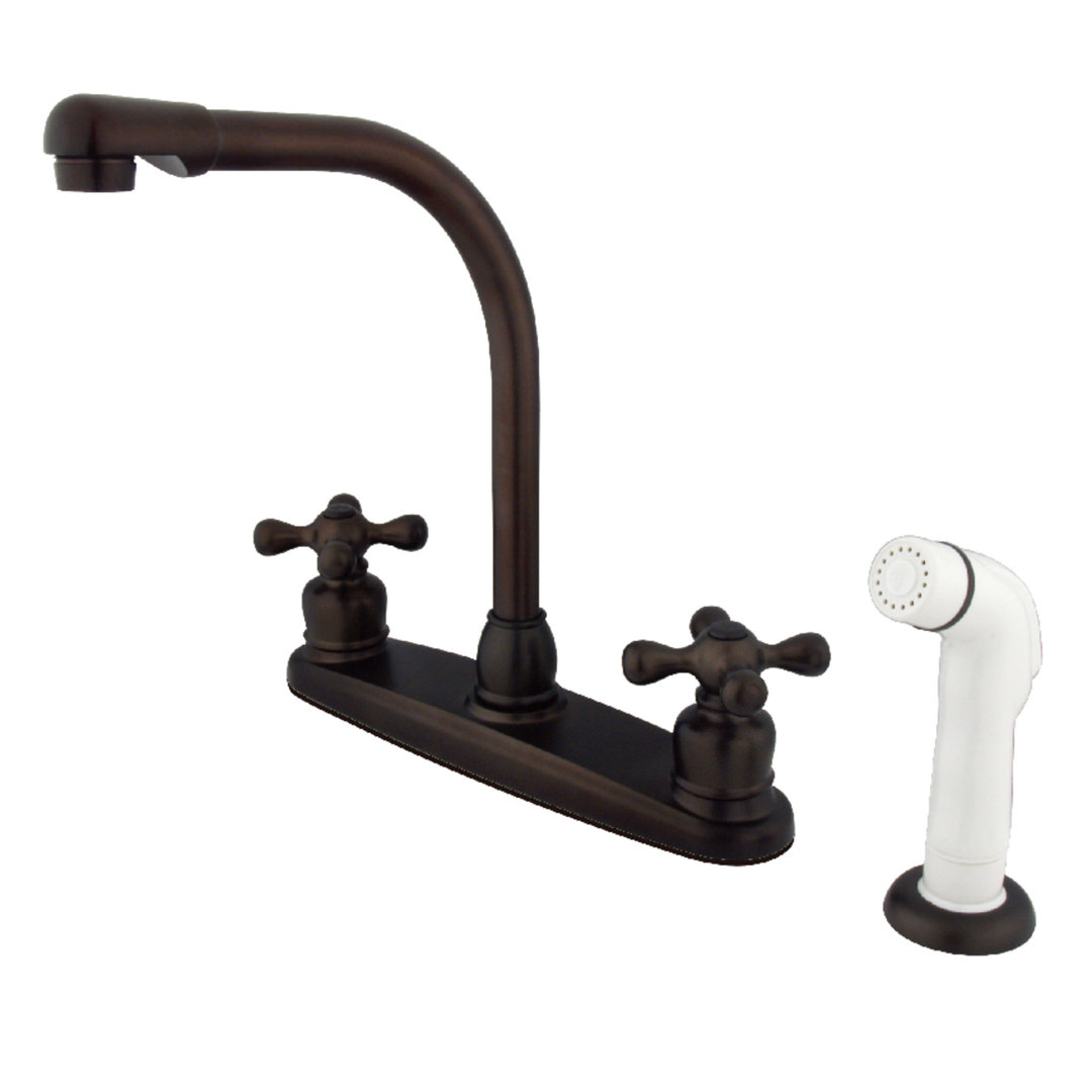 Kingston Brass Victorian Two-Handle 4-Hole 8" Centerset Kitchen Faucet with Side Sprayer Kingston Brass